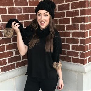 Black Pom Pom Sweater Scarf